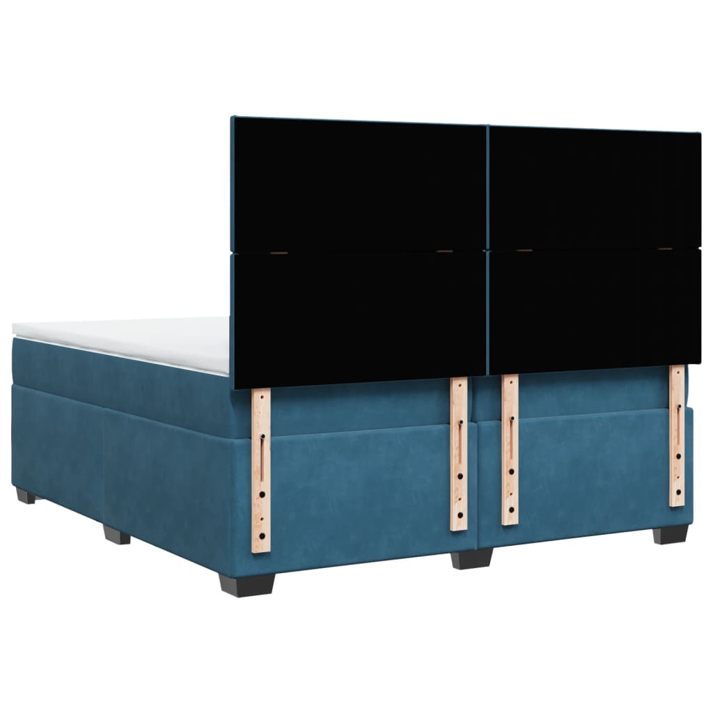 vidaXL Cama box spring con colchón terciopelo azul 200x200 cm