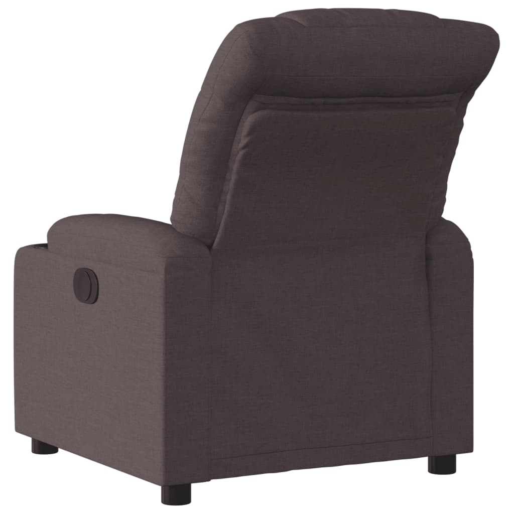 vidaXL Sillón reclinable eléctrico tela marrón oscuro