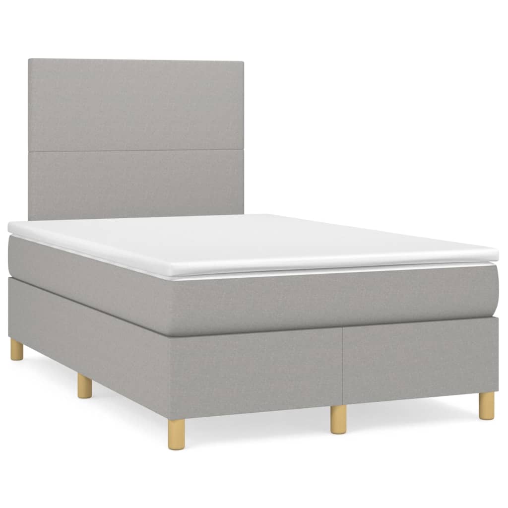 vidaXL Cama box spring con colchón y LED tela gris claro 120x190 cm