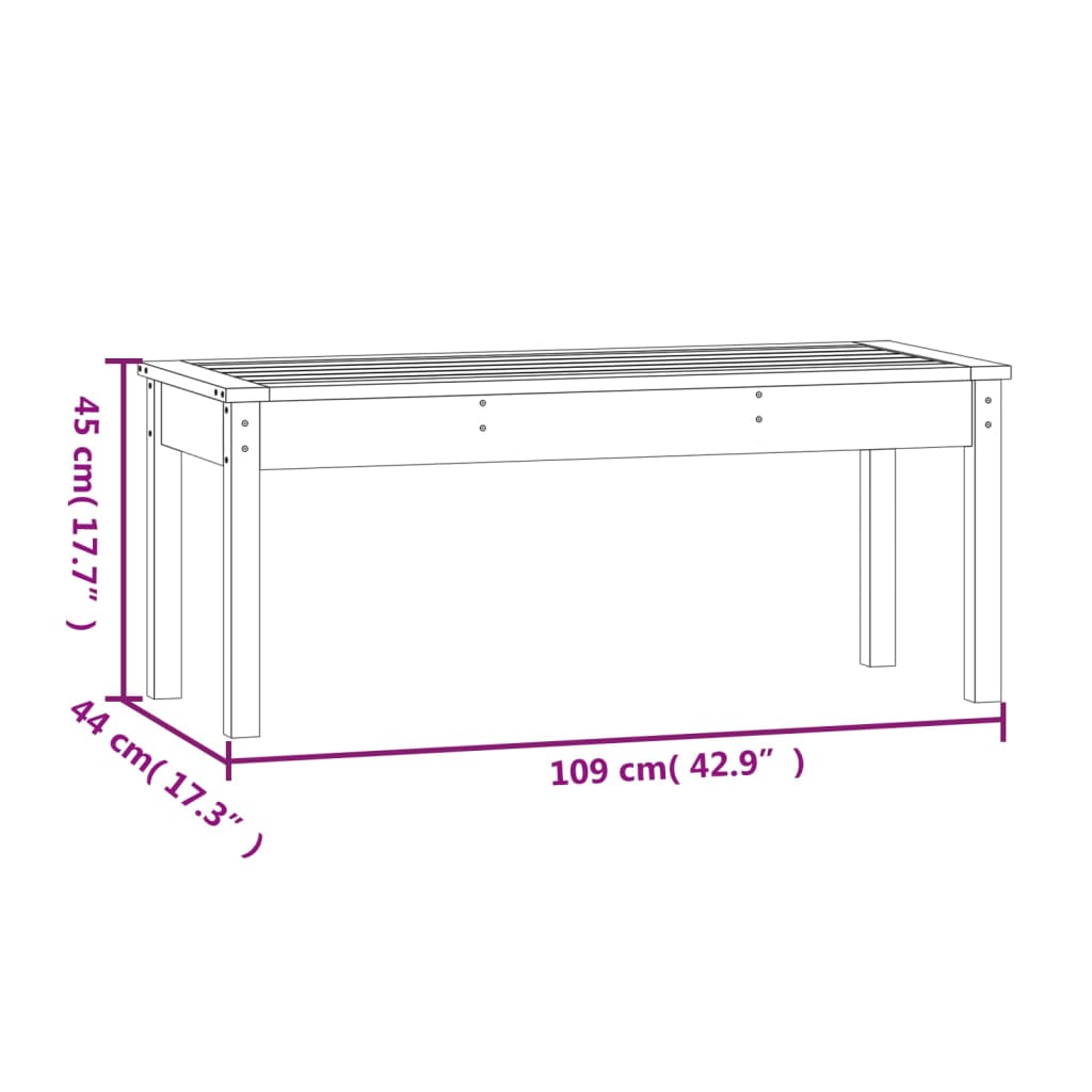 vidaXL Banco de jardín madera maciza de pino 109x44x45 cm