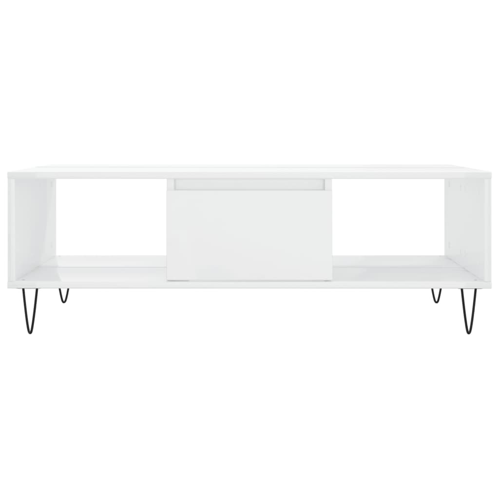 vidaXL Mesa de centro madera de ingeniería blanco brillo 104x60x35 cm