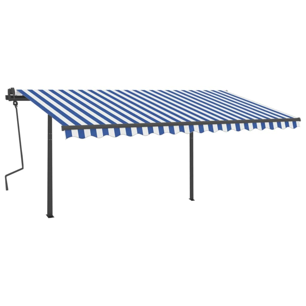 vidaXL Toldo manual retráctil con LED azul y blanco 4x3,5 m