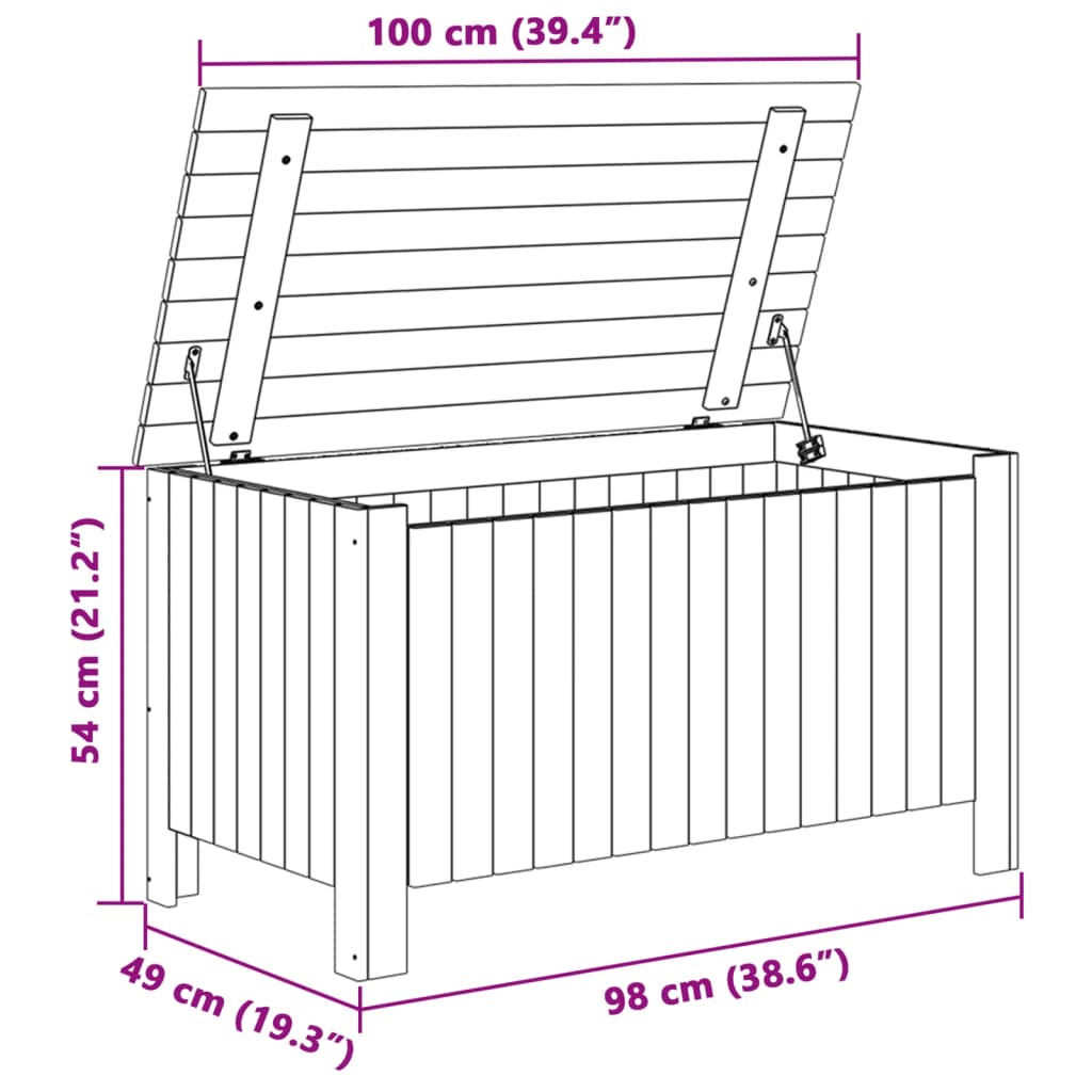 vidaXL Caja de almacenaje y tapa RANA madera maciza blanca 100x49x54cm