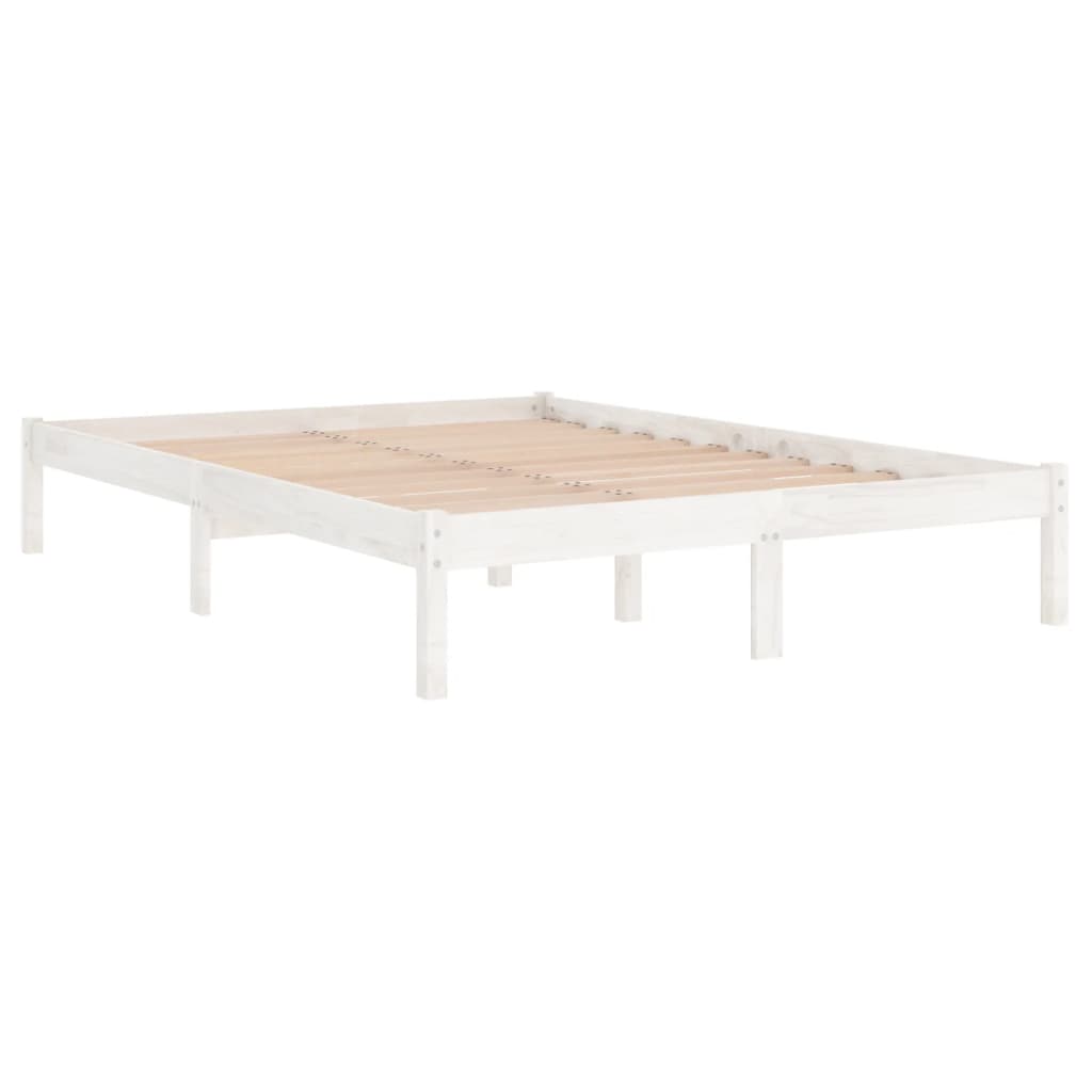 vidaXL Estructura de cama de madera maciza de pino blanco 160x200 cm