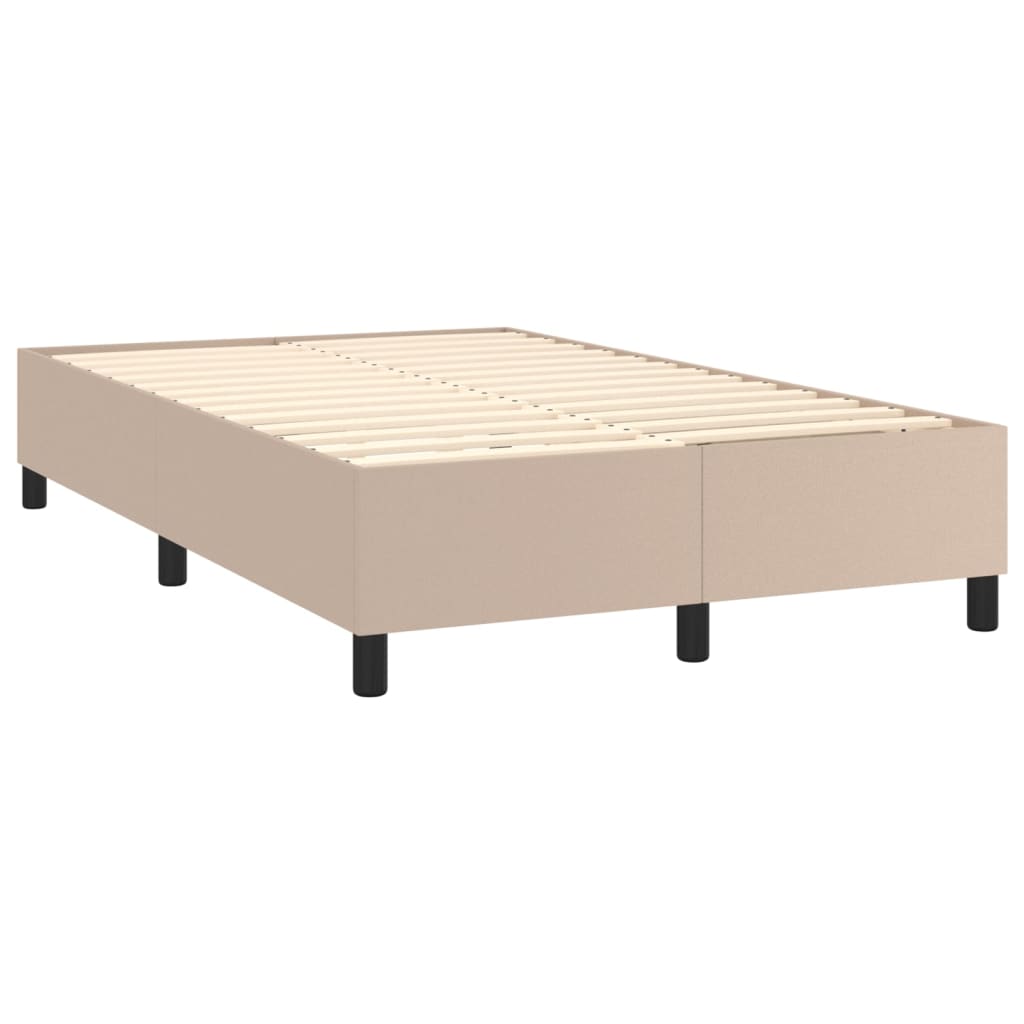 vidaXL Cama box spring con colchón cuero sintético capuchino 120x200cm