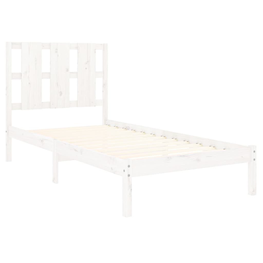 vidaXL Estructura de cama madera maciza individual blanco 75x190 cm