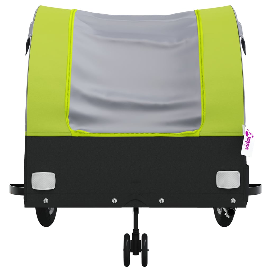 vidaXL Remolque para bicicleta hierro negro y verde 45 kg