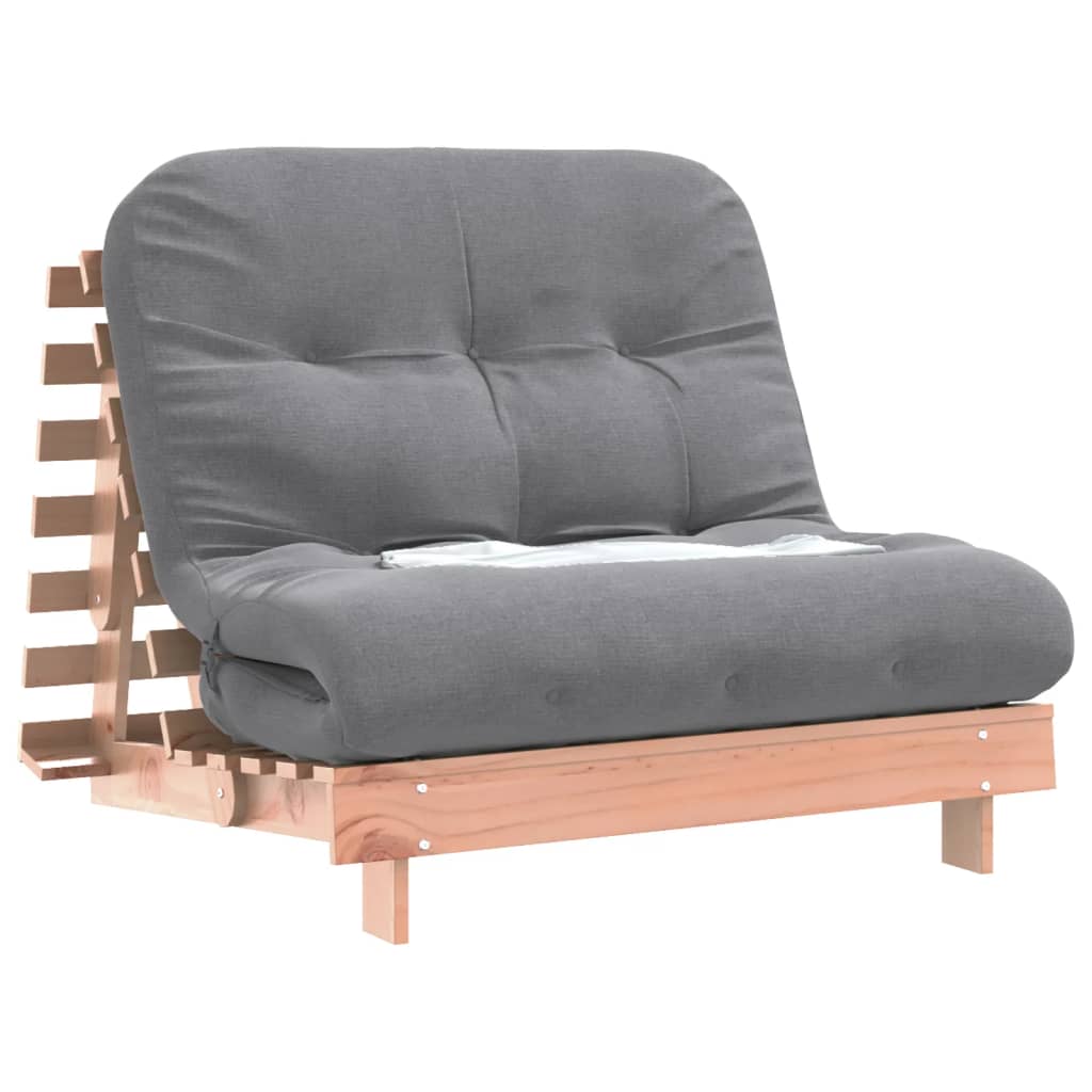 vidaXL Futón sofá cama con colchón madera maciza Douglas 100x206x11 cm