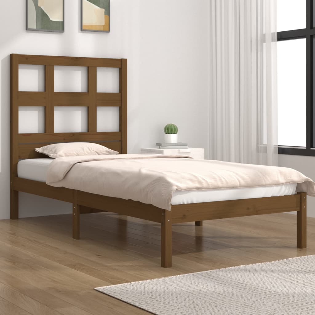 vidaXL Estructura de cama madera maciza pino marrón miel 100x200 cm