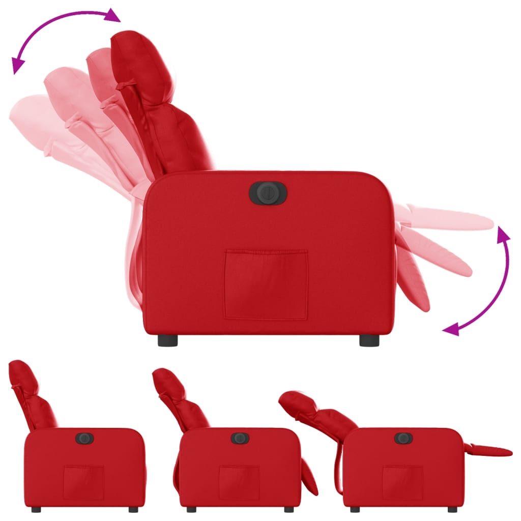 vidaXL Sillón reclinable eléctrico de cuero sintético rojo