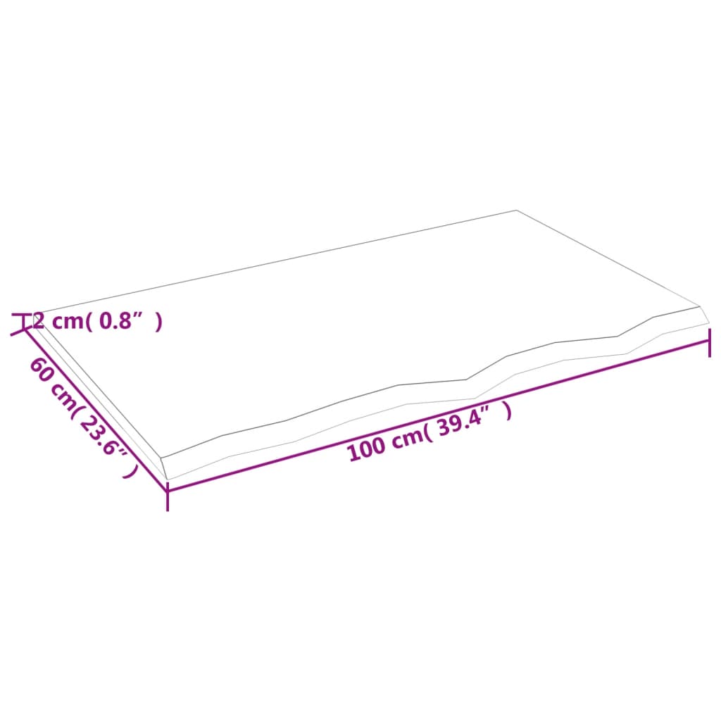 vidaXL Encimera de baño madera maciza sin tratar 100x60x2 cm