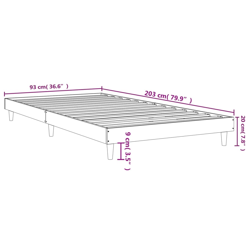 vidaXL Estructura de cama madera de ingeniería roble marrón 90x200 cm