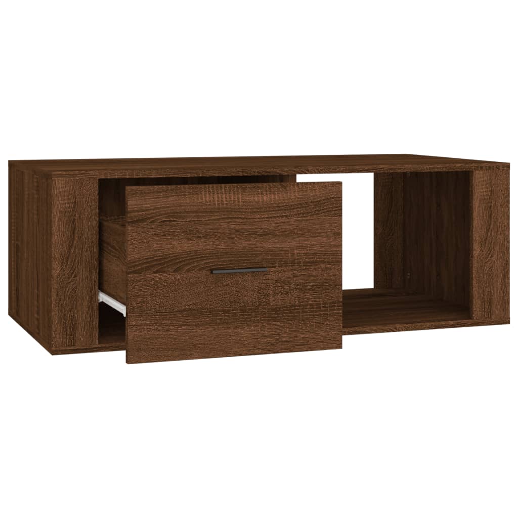 vidaXL Mesa de centro madera contrachapada marrón roble 100x50,5x35 cm