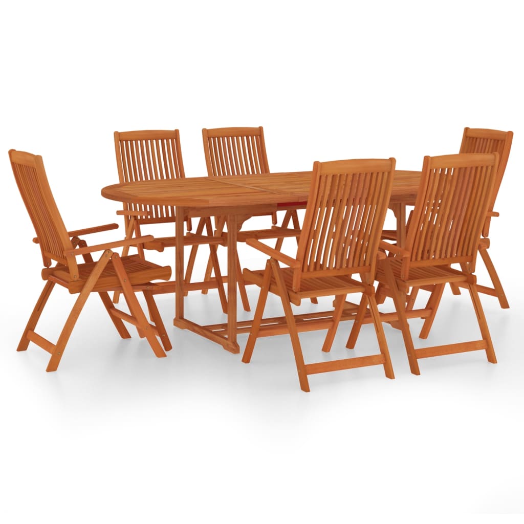 vidaXL Juego de comedor para jardín 7 pzas madera maciza de eucalipto