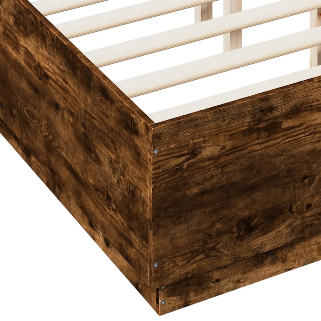 vidaXL Estructura cama con luces LED madera roble ahumado 135x190 cm