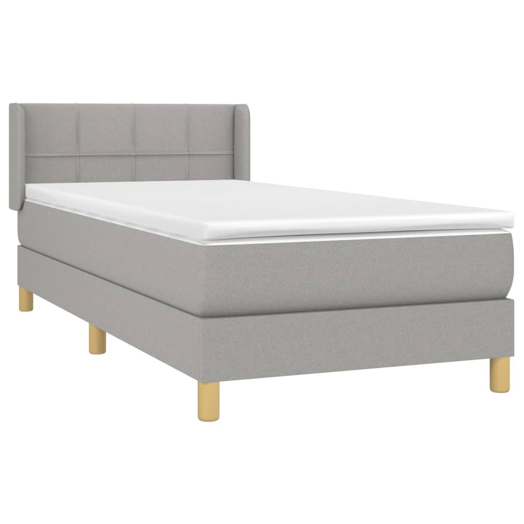 vidaXL Cama box spring con colchón tela gris claro 100x200 cm