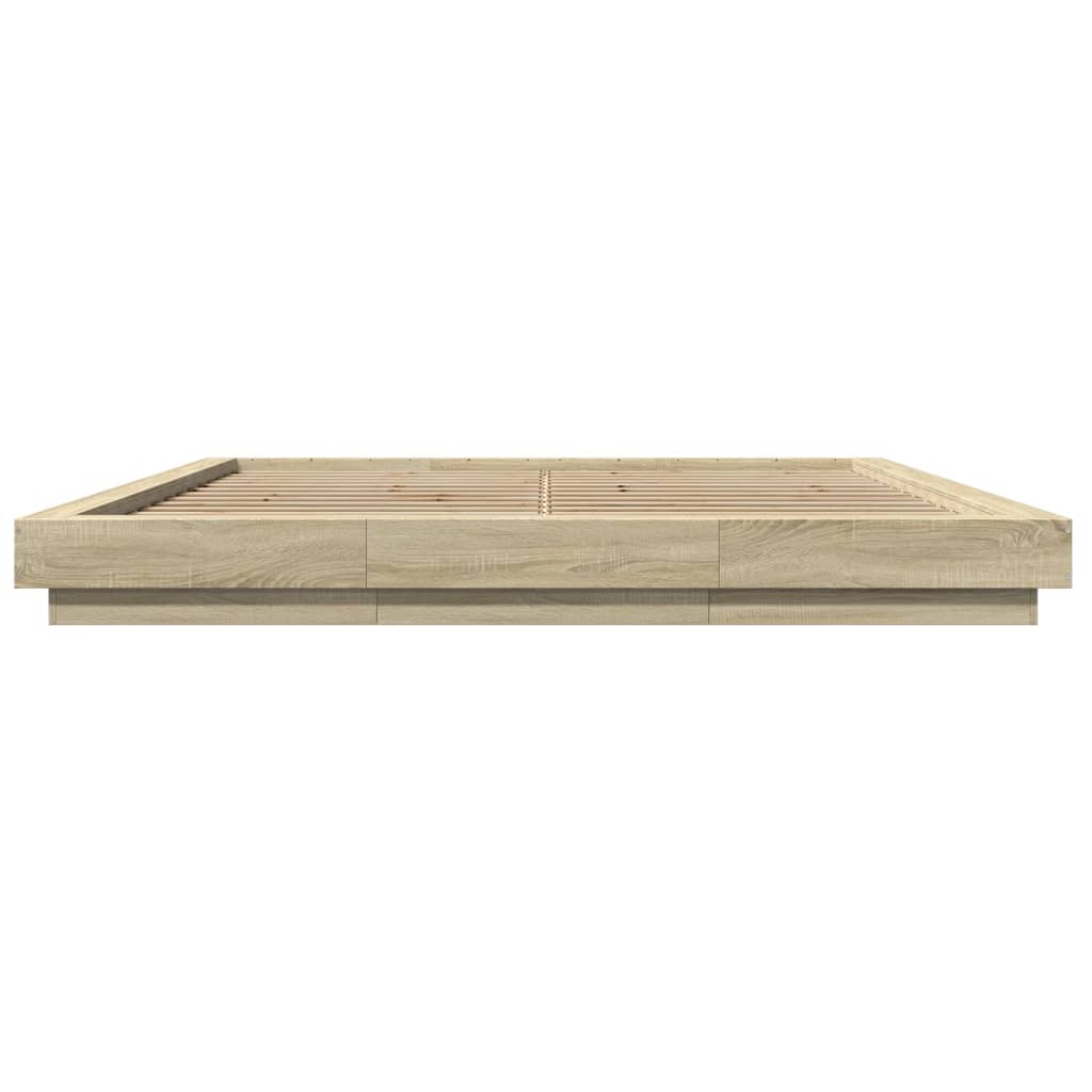 vidaXL Estructura de cama madera de ingeniería roble Sonoma 200x200 cm