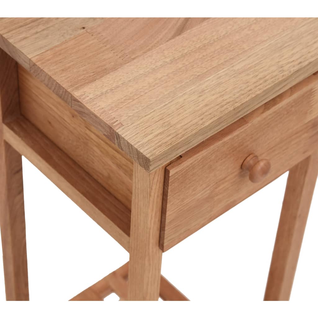 Mesa auxiliar con cajón madera maciza nogal 25x25x60 cm