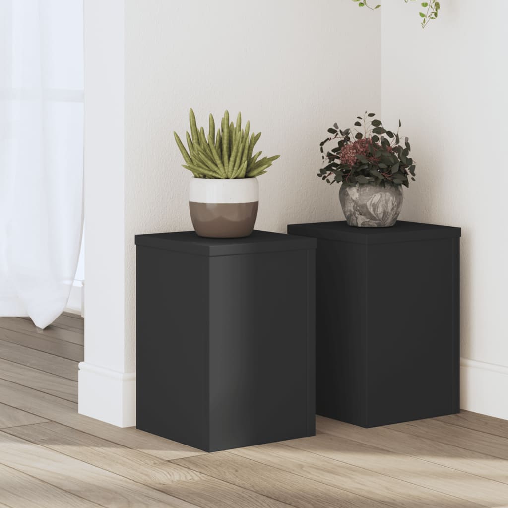 vidaXL Soportes de plantas 2 uds madera ingeniería negro 20x20x30 cm