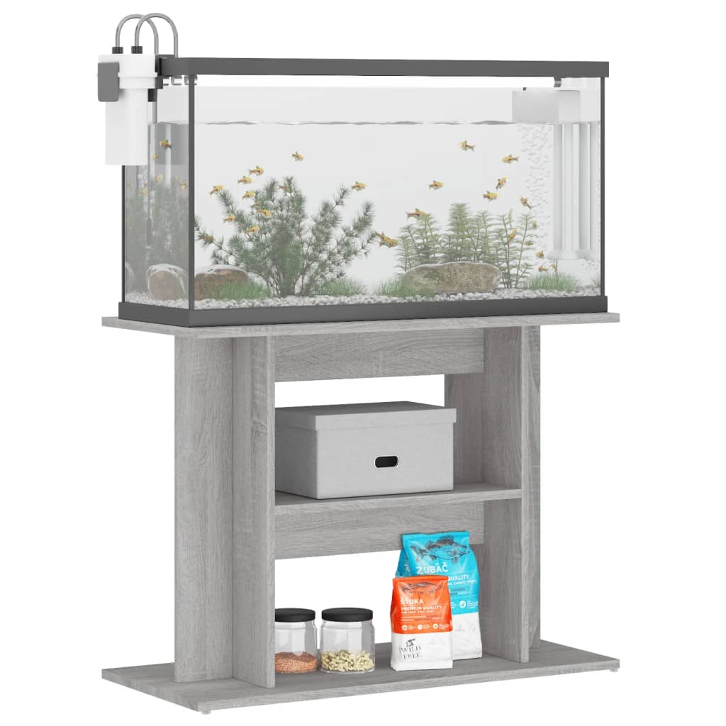 vidaXL Soporte para acuario madera ingeniería gris Sonoma 80x35x60 cm