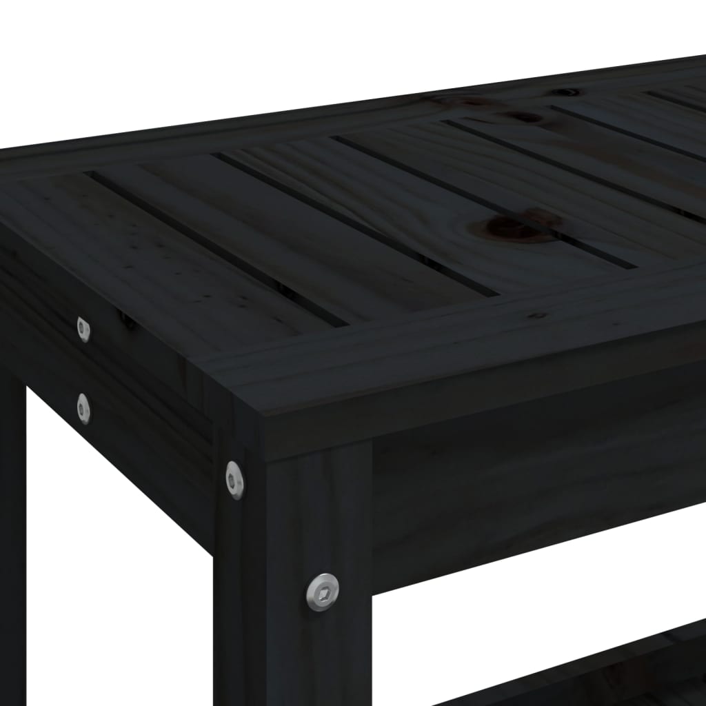 vidaXL Banco de jardín de madera maciza de pino negro 108x35x45 cm