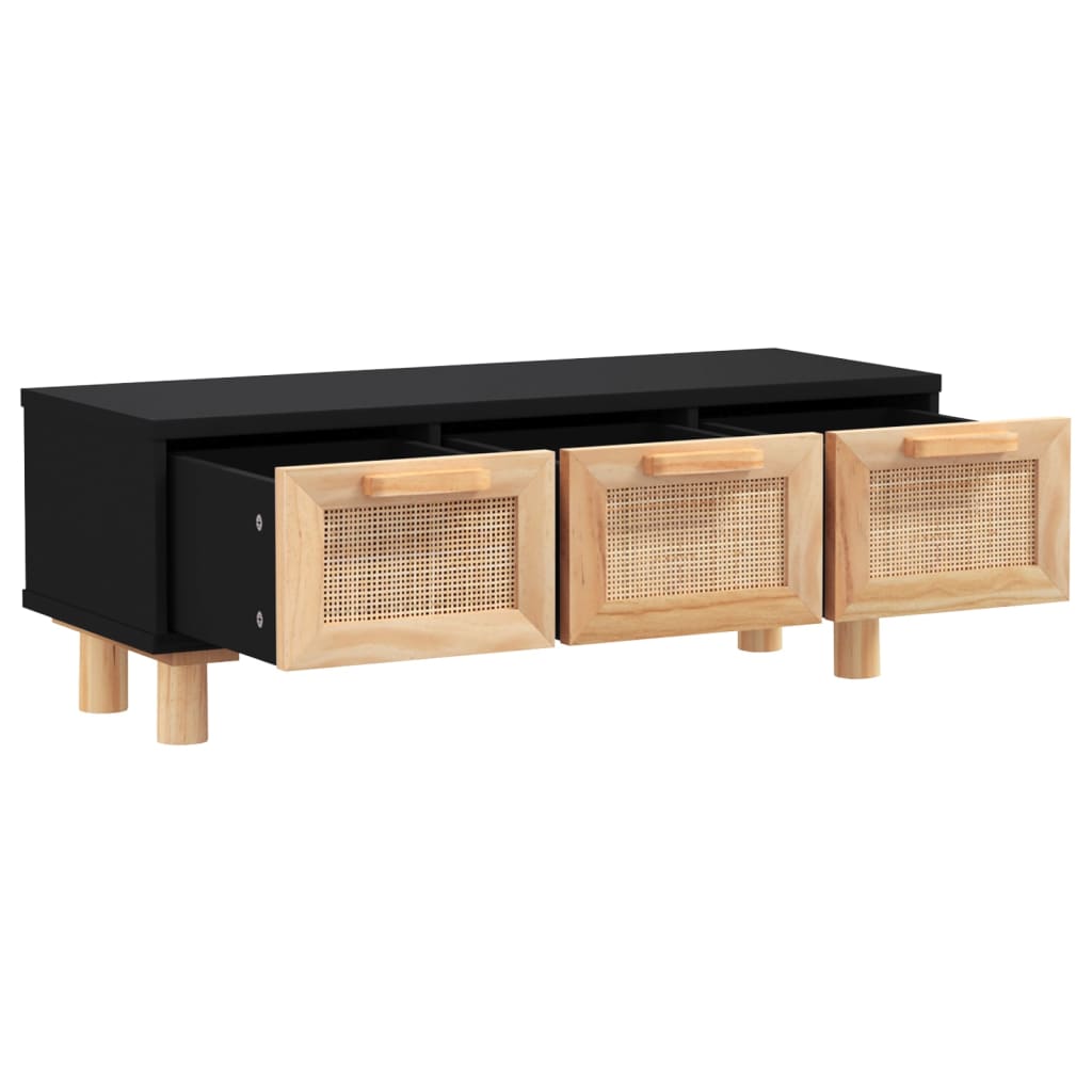 vidaXL Mesa de centro madera contrachapada y de pino negro 80x40x30 cm