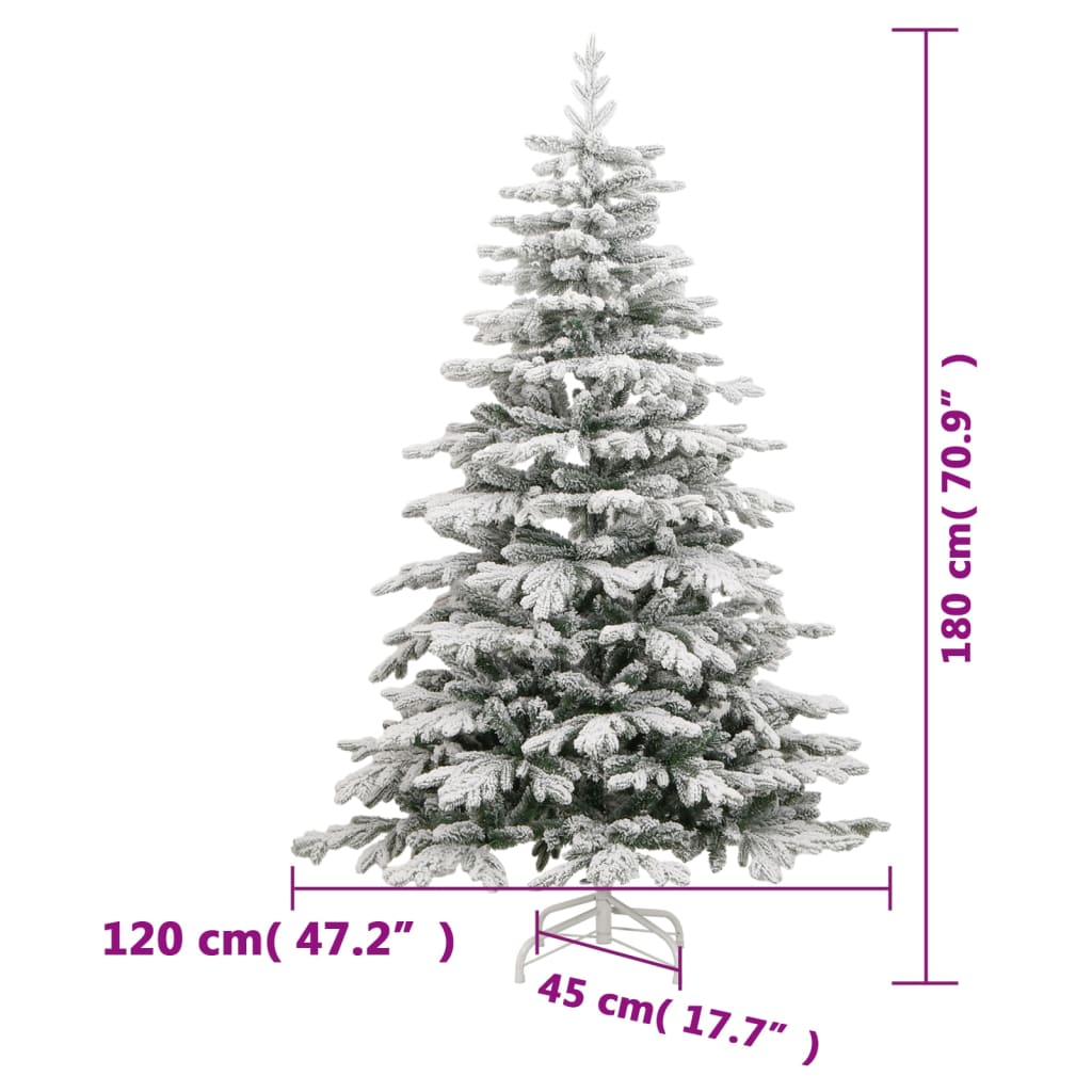 vidaXL Árbol de Navidad artificial con bisagras y nieve flocada 180 cm