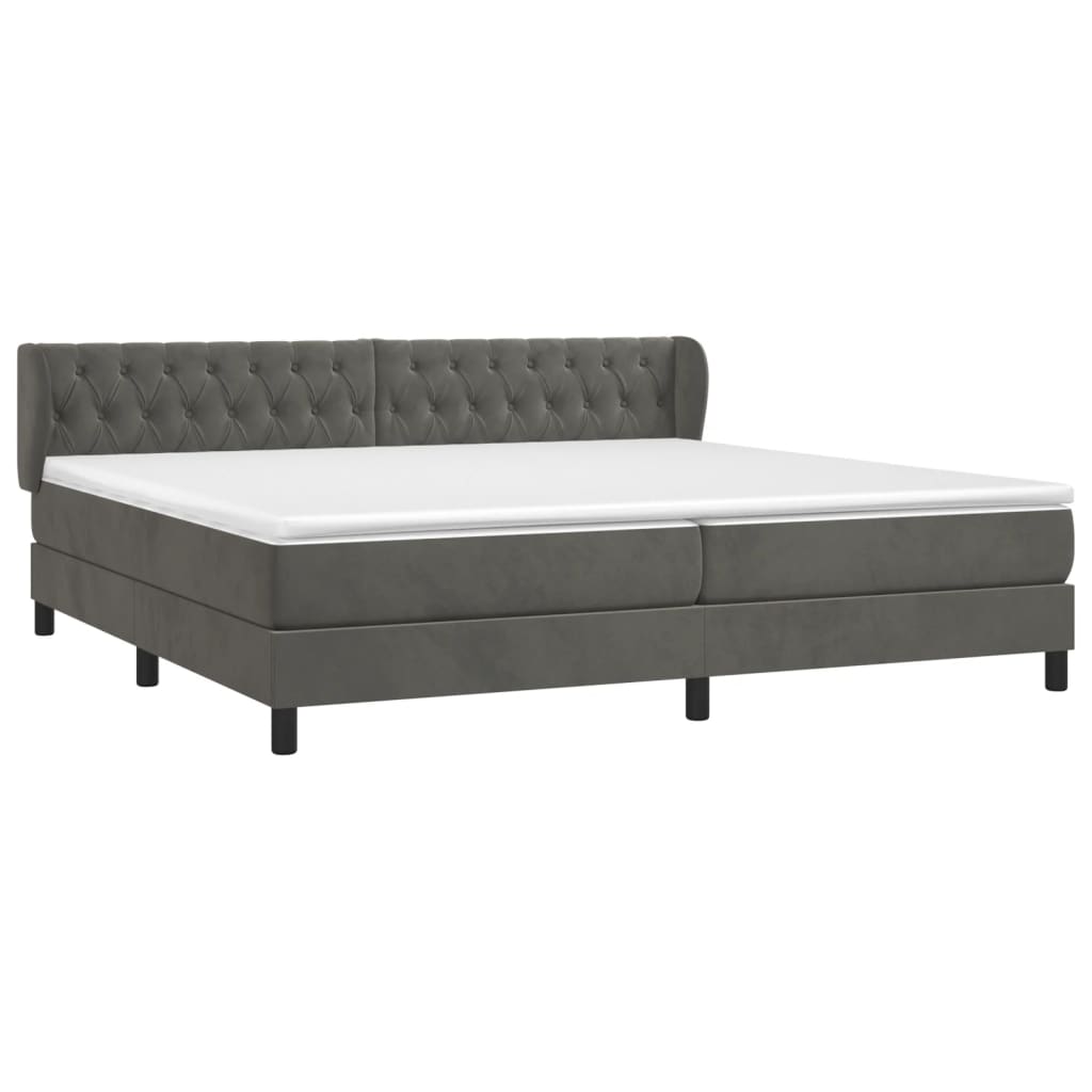 vidaXL Cama box spring con colchón terciopelo gris oscuro 200x200 cm