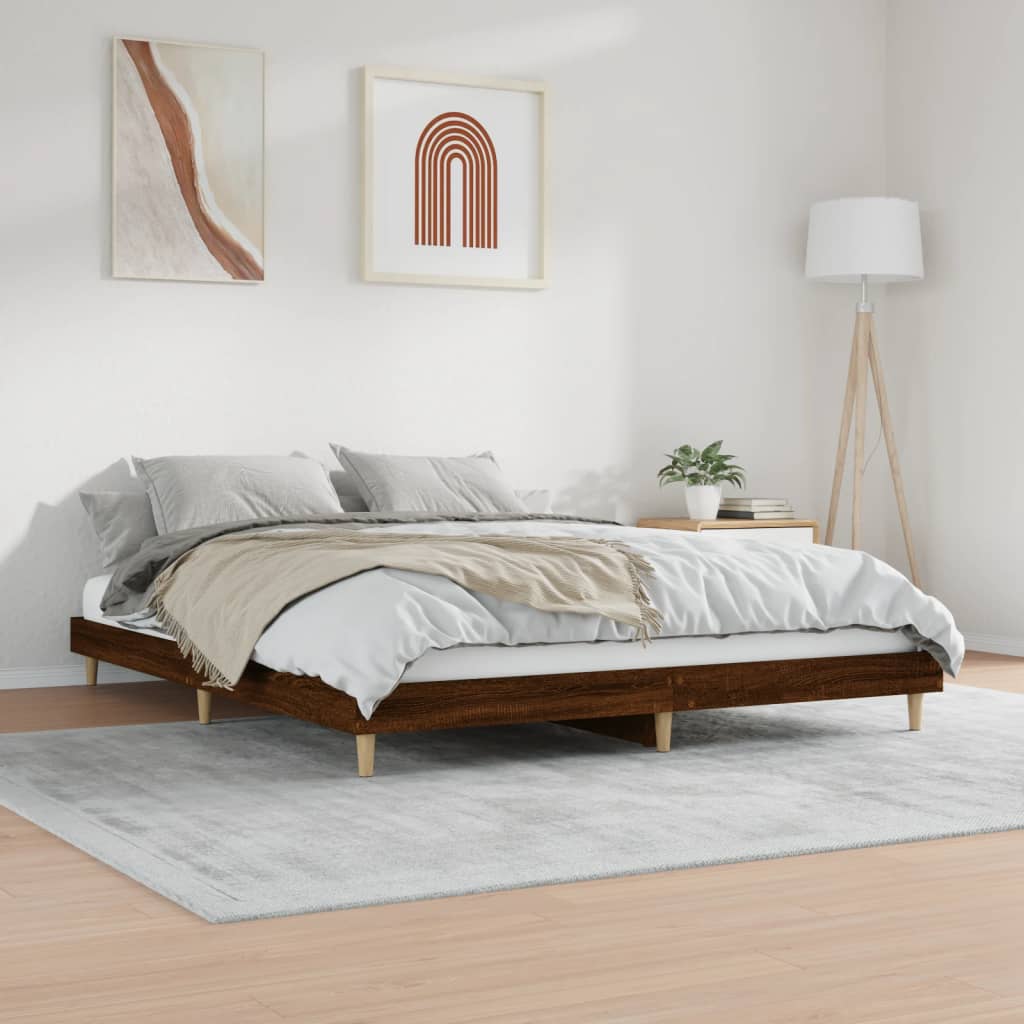 vidaXL Estructura de cama sin colchón madera marrón roble 140x200 cm