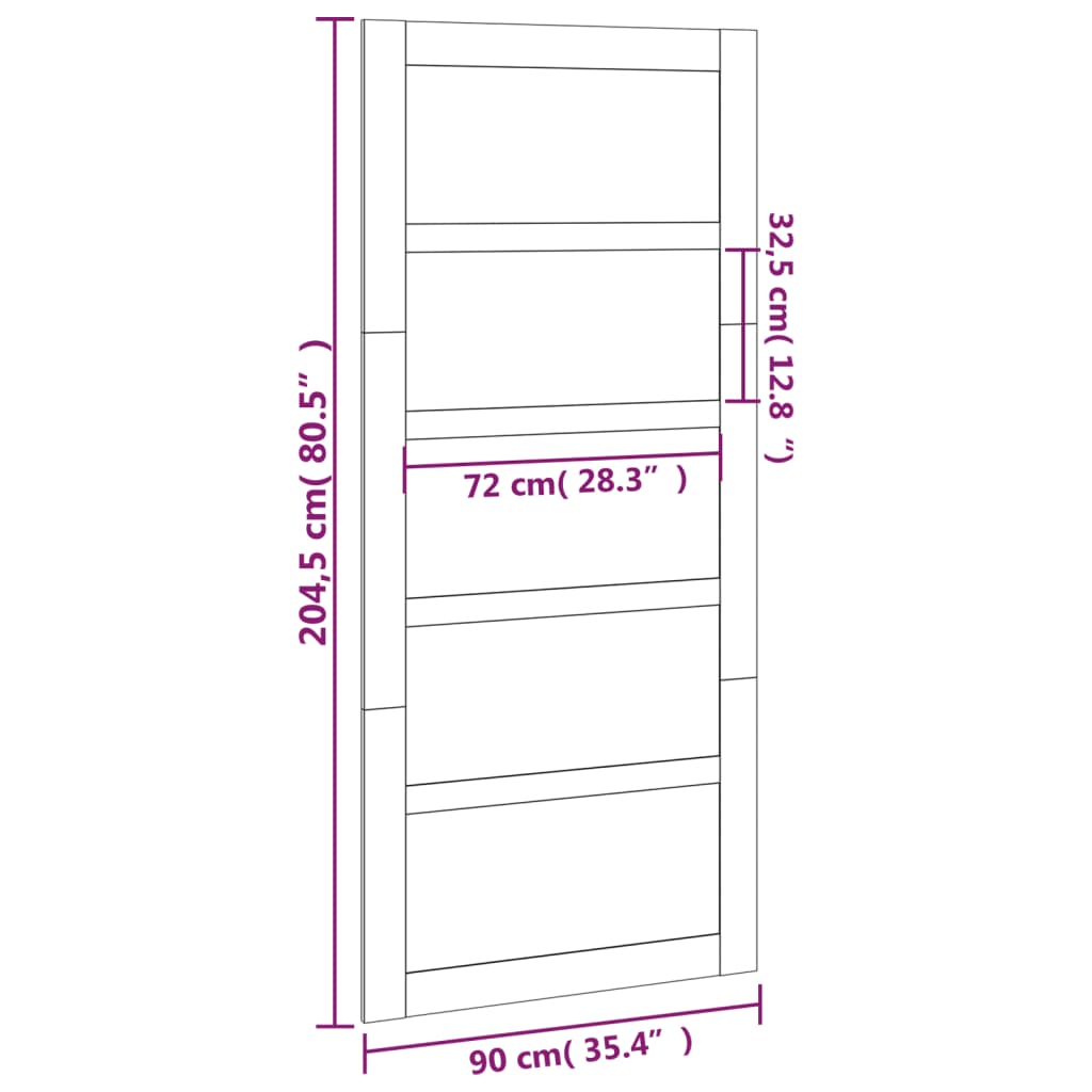 vidaXL Puerta de granero madera maciza pino 90x1,8x204,5 cm