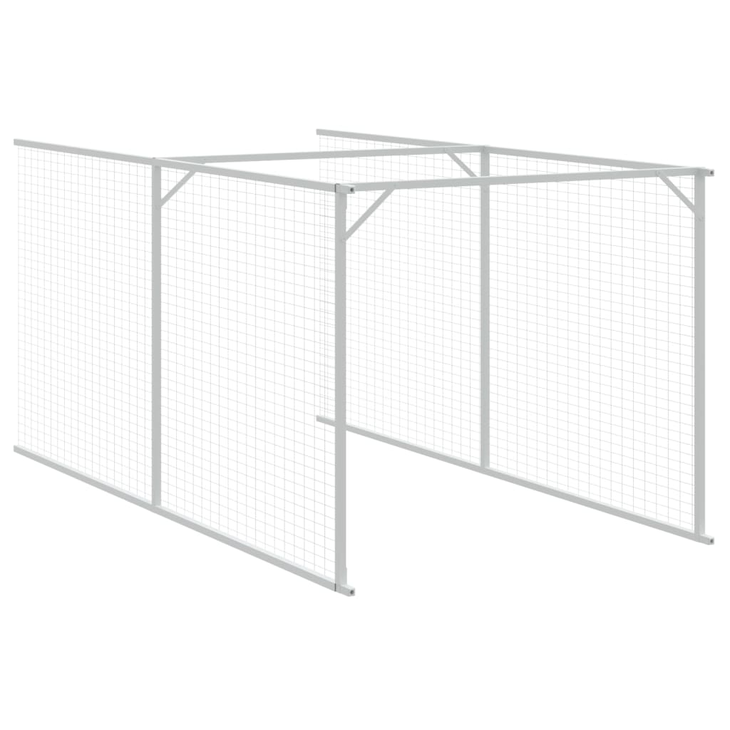 vidaXL Caseta perros con corral acero galvanizado gris 110x405x110 cm