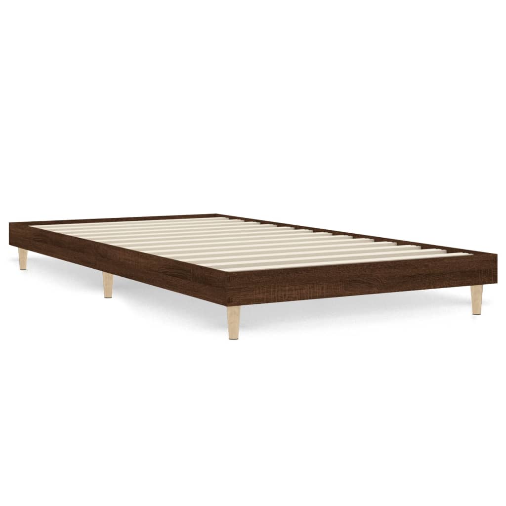 vidaXL Estructura de cama madera de ingeniería roble marrón 90x200 cm