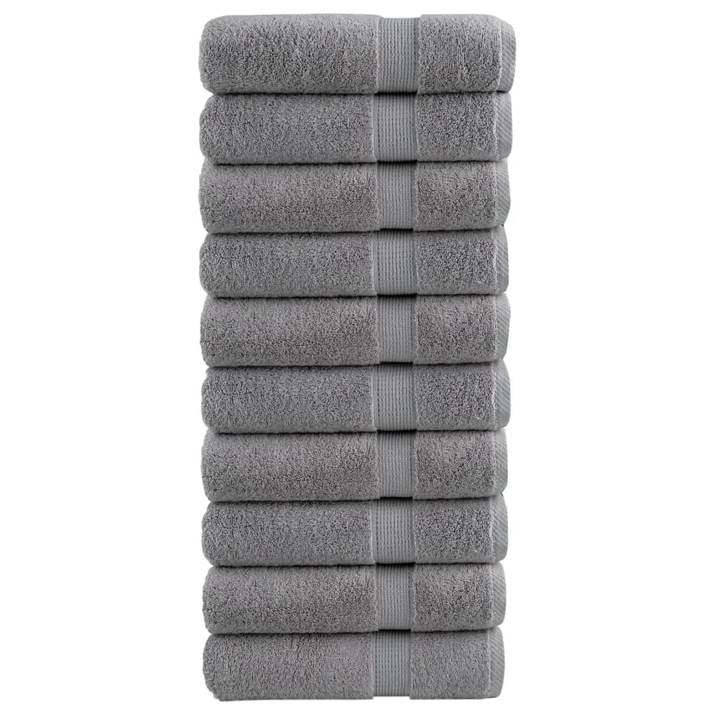 vidaXL Toallas de baño SOLUND 10 unidades gris 100x150 cm 600 gsm