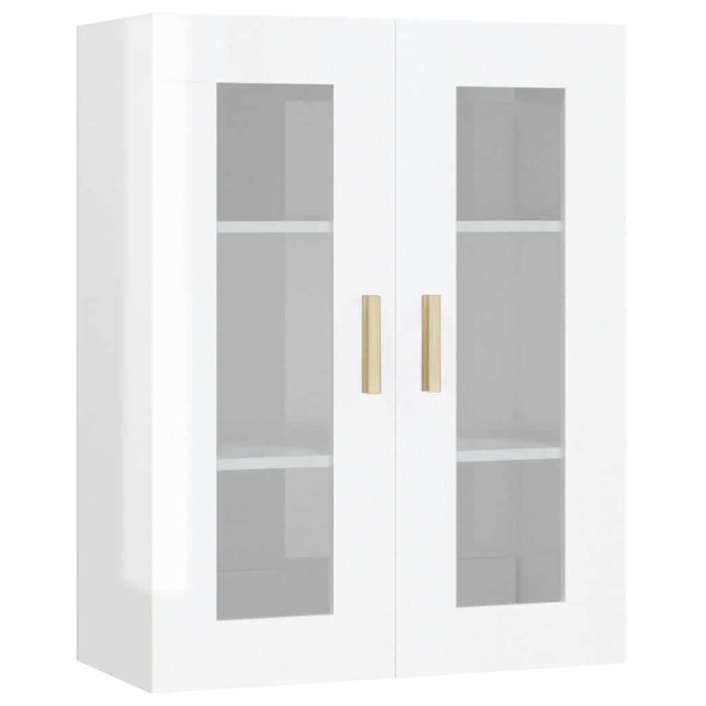 vidaXL Armario de pared colgante blanco brillante 69,5x34x90 cm