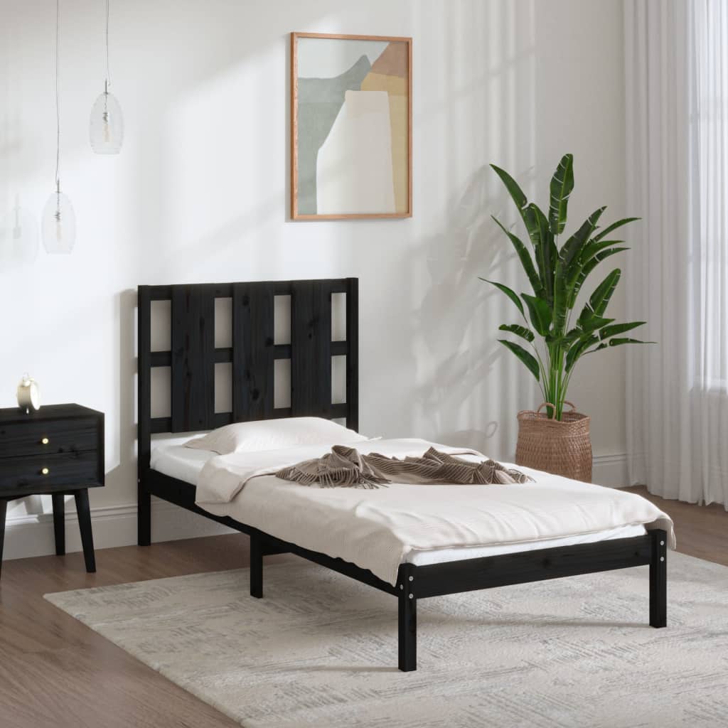 vidaXL Estructura de cama madera maciza de pino negra 100x200 cm