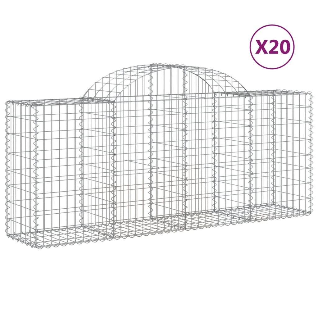 vidaXL Cestas de gaviones 20 uds forma de arco hierro 200x50x80/100 cm