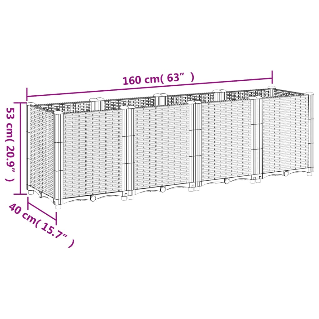 vidaXL Jardinera PP blanco 160x40x53 cm