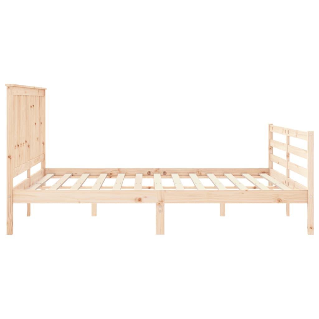 vidaXL Estructura de cama de matrimonio con cabecero madera maciza