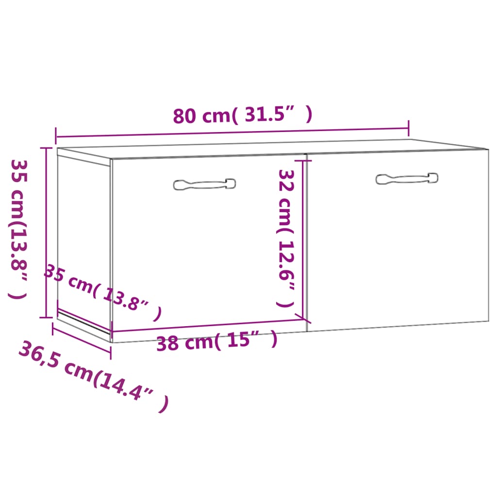 vidaXL Armario de pared madera ingeniería roble ahumado 80x36,5x35 cm