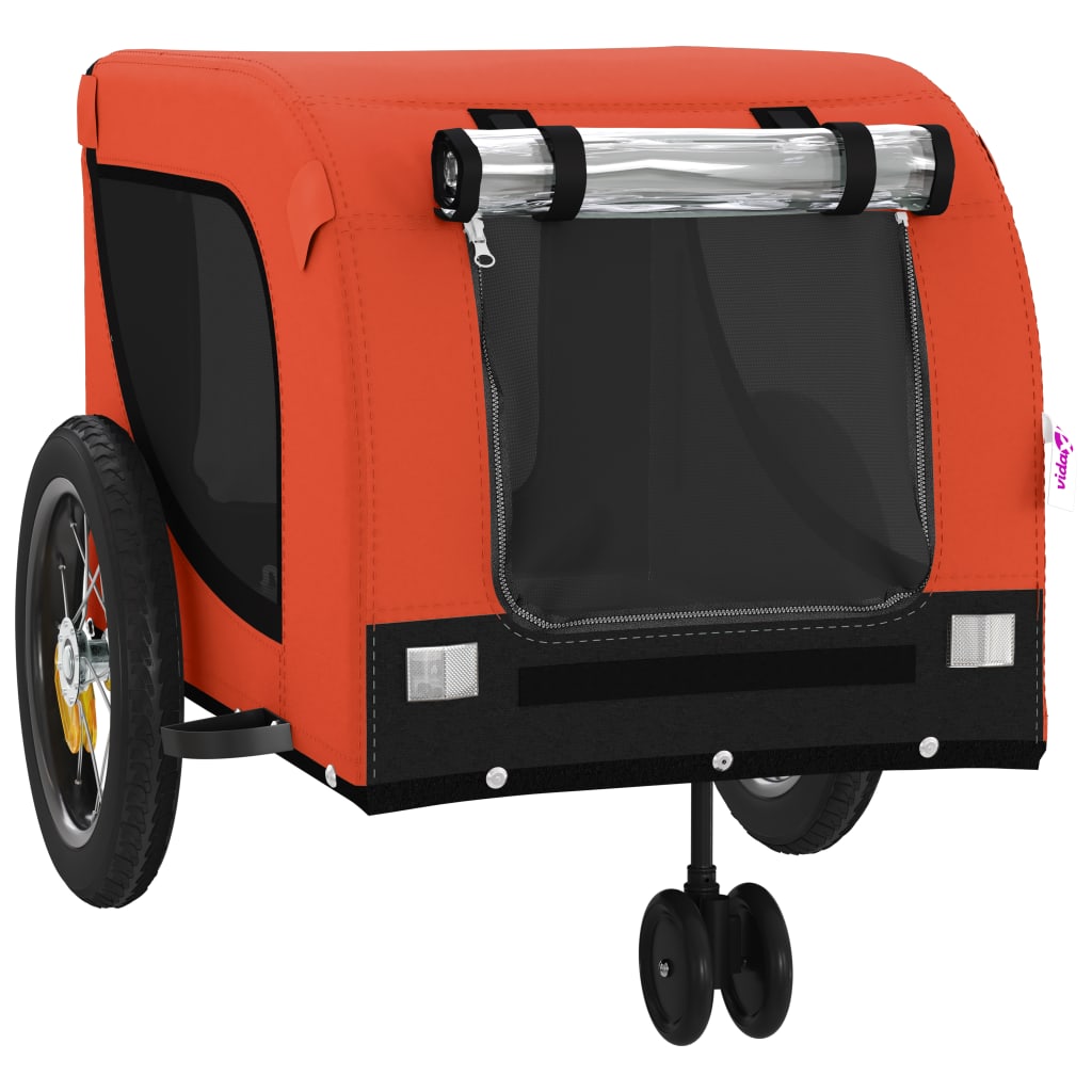 vidaXL Remolque de bicicleta mascotas hierro tela Oxford naranja negro