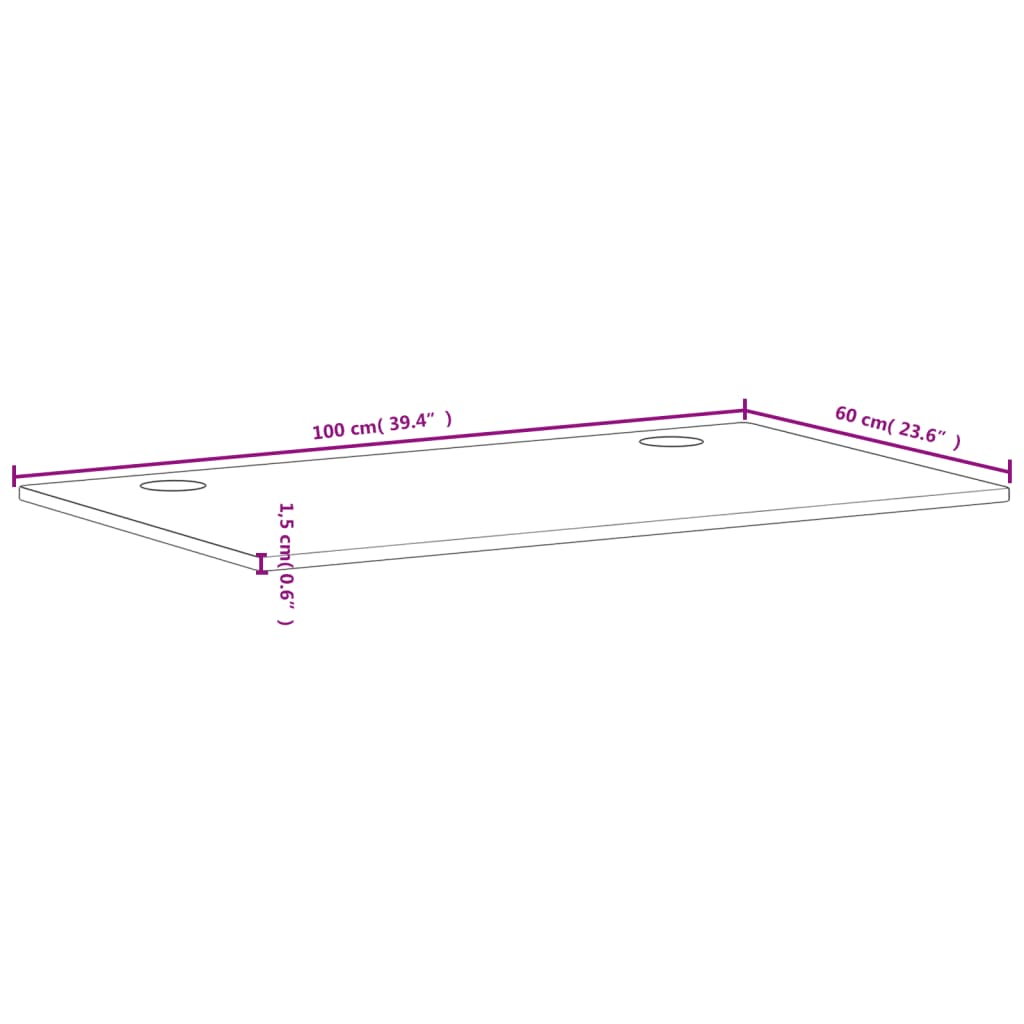 vidaXL Tablero de escritorio madera maciza de haya 100x60x1,5 cm