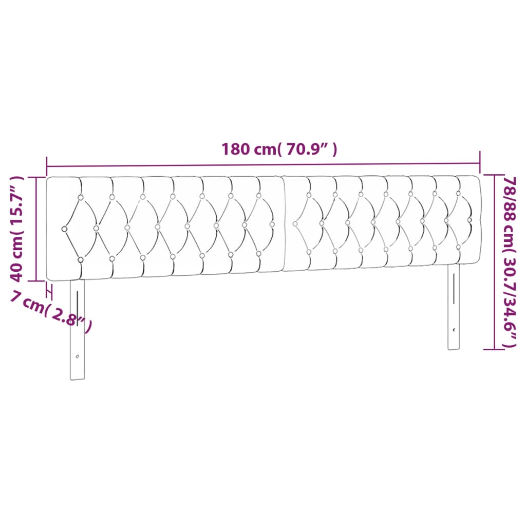 vidaXL Cabecero con LED de tela gris claro 180x7x78/88 cm