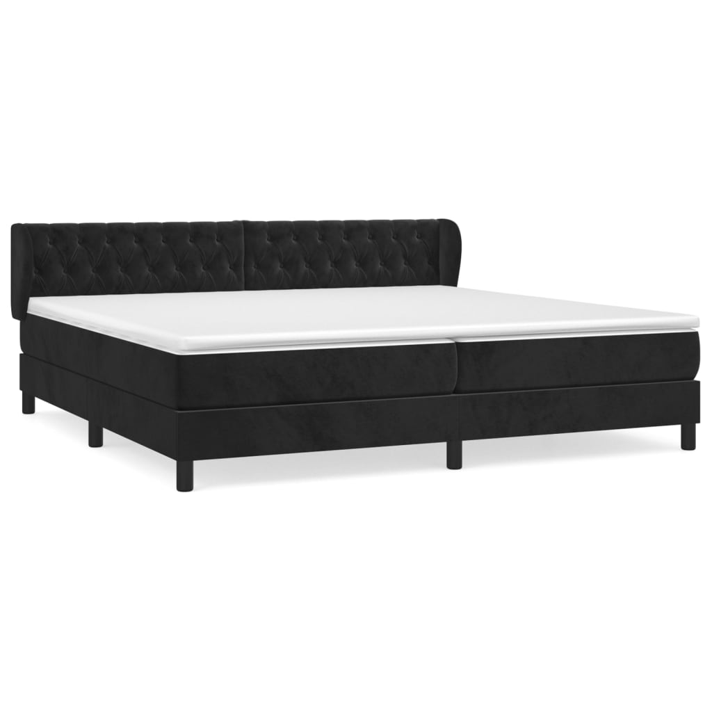 vidaXL Cama box spring con colchón terciopelo negro 200x200 cm