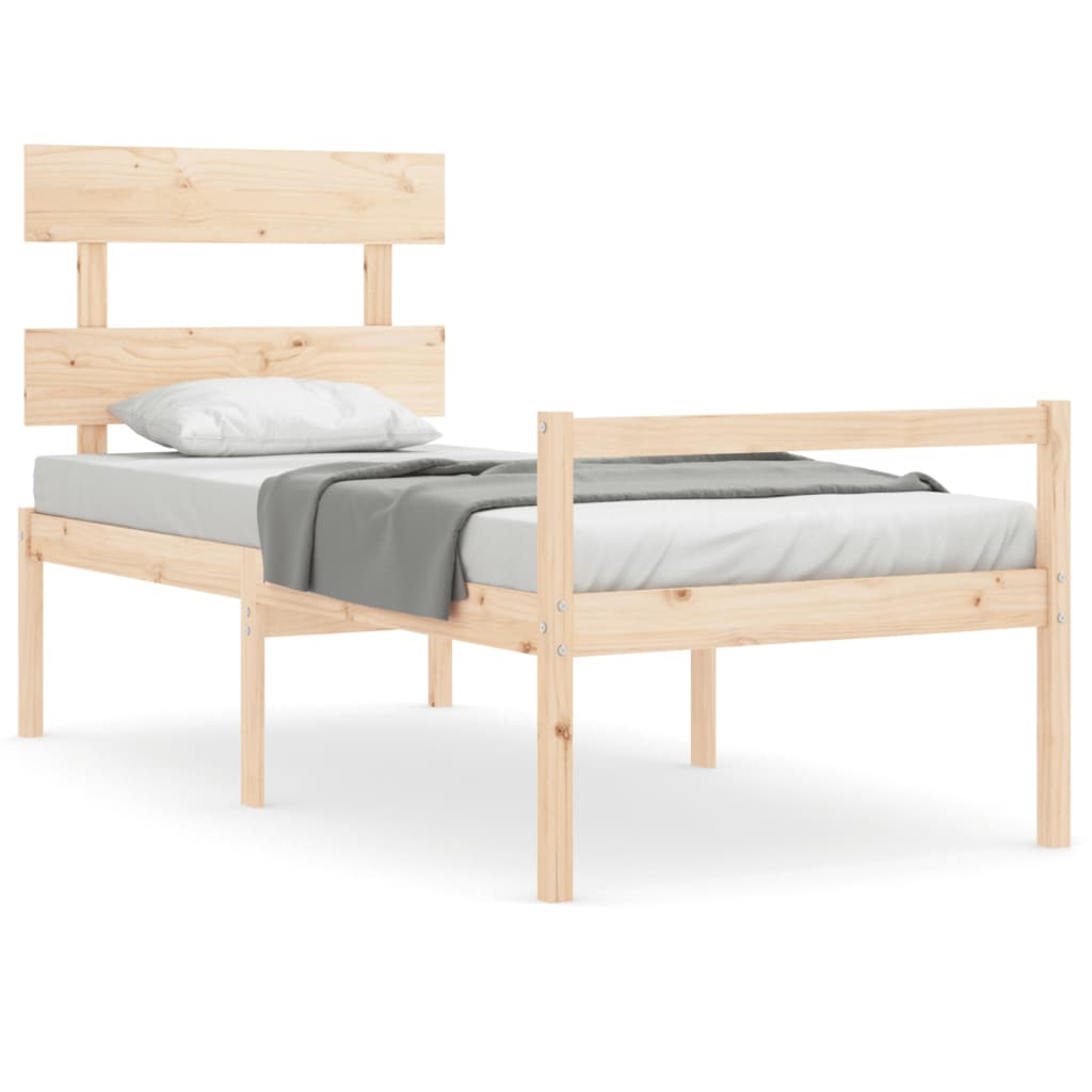 vidaXL Cama para personas mayores con cabecero madera maciza