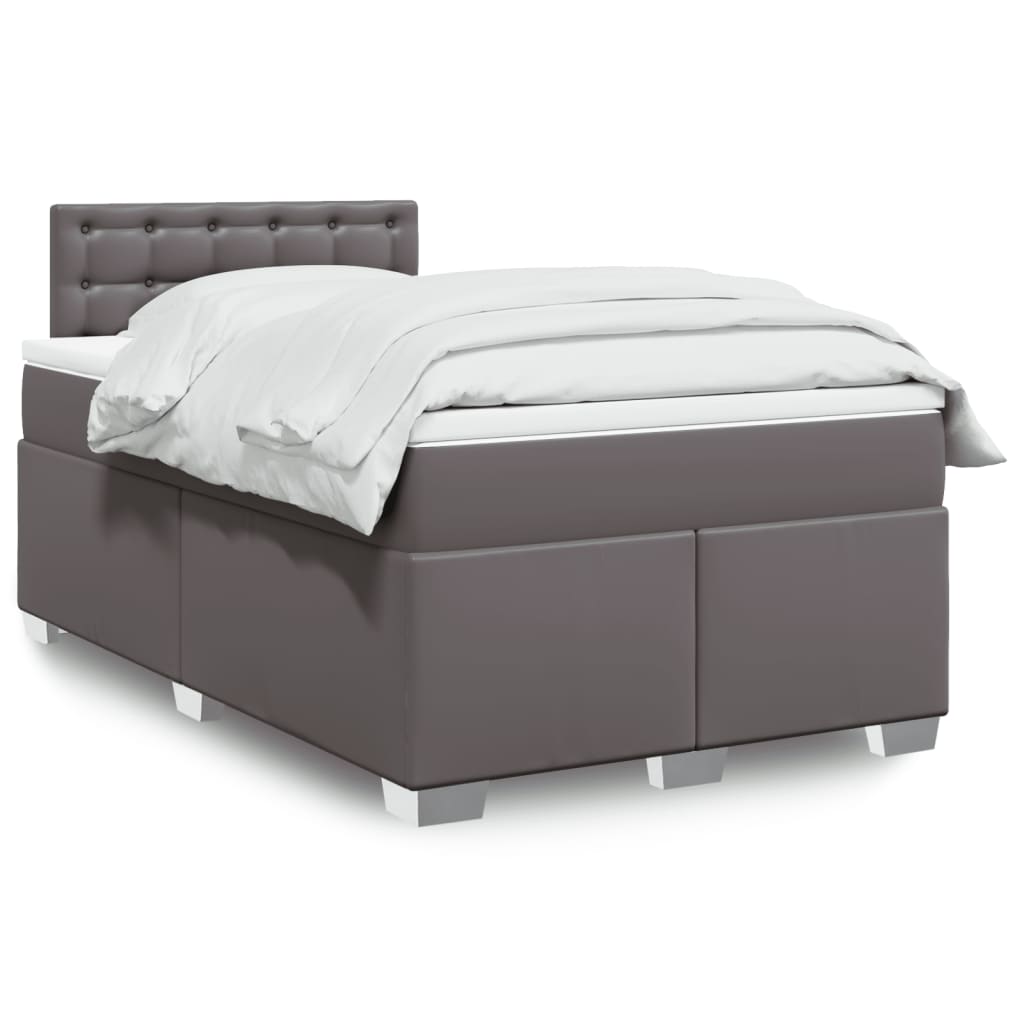 vidaXL Cama box spring con colchón cuero sintético gris 120x190 cm