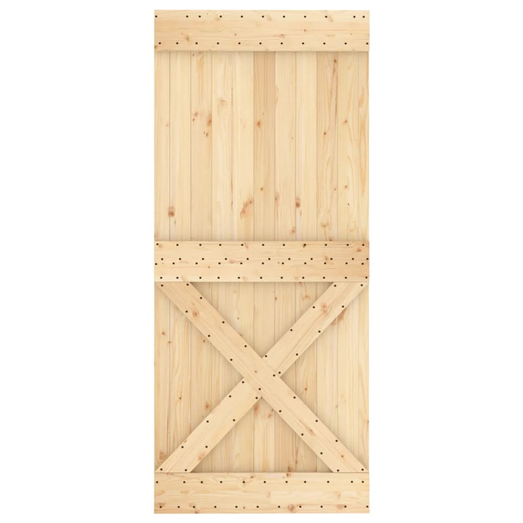 vidaXL Puerta corredera con herrajes madera maciza de pino 90x210 cm