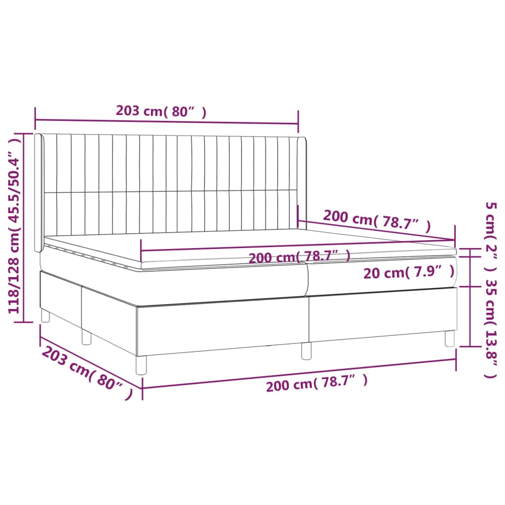 vidaXL Cama box spring con colchón tela gris oscuro 200x200 cm