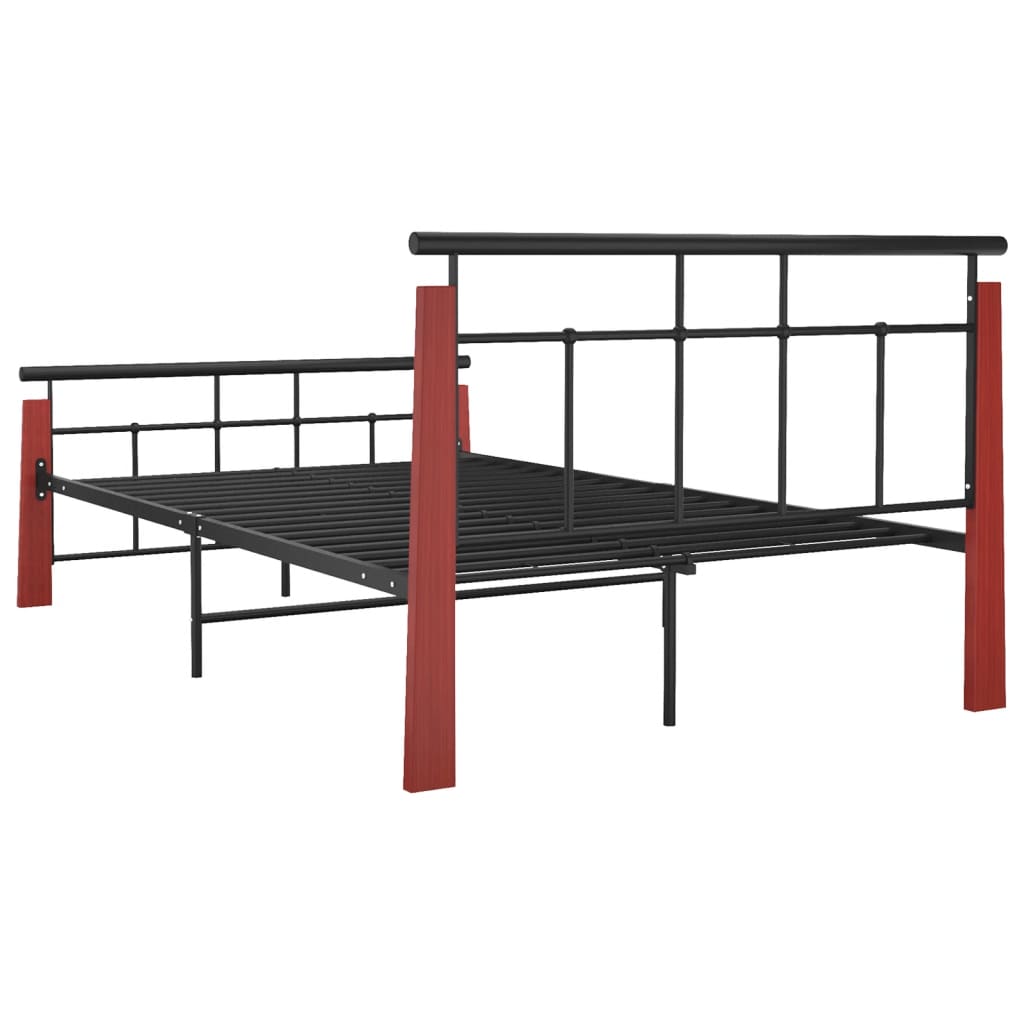 vidaXL Estructura de cama sin colchón metal madera de roble 120x200 cm