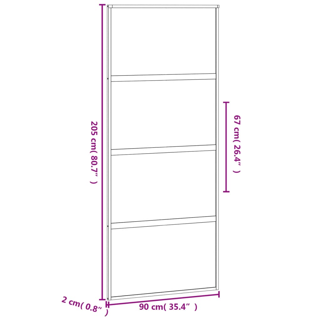 vidaXL Puerta corredera vidrio templado y aluminio negra 90x205 cm