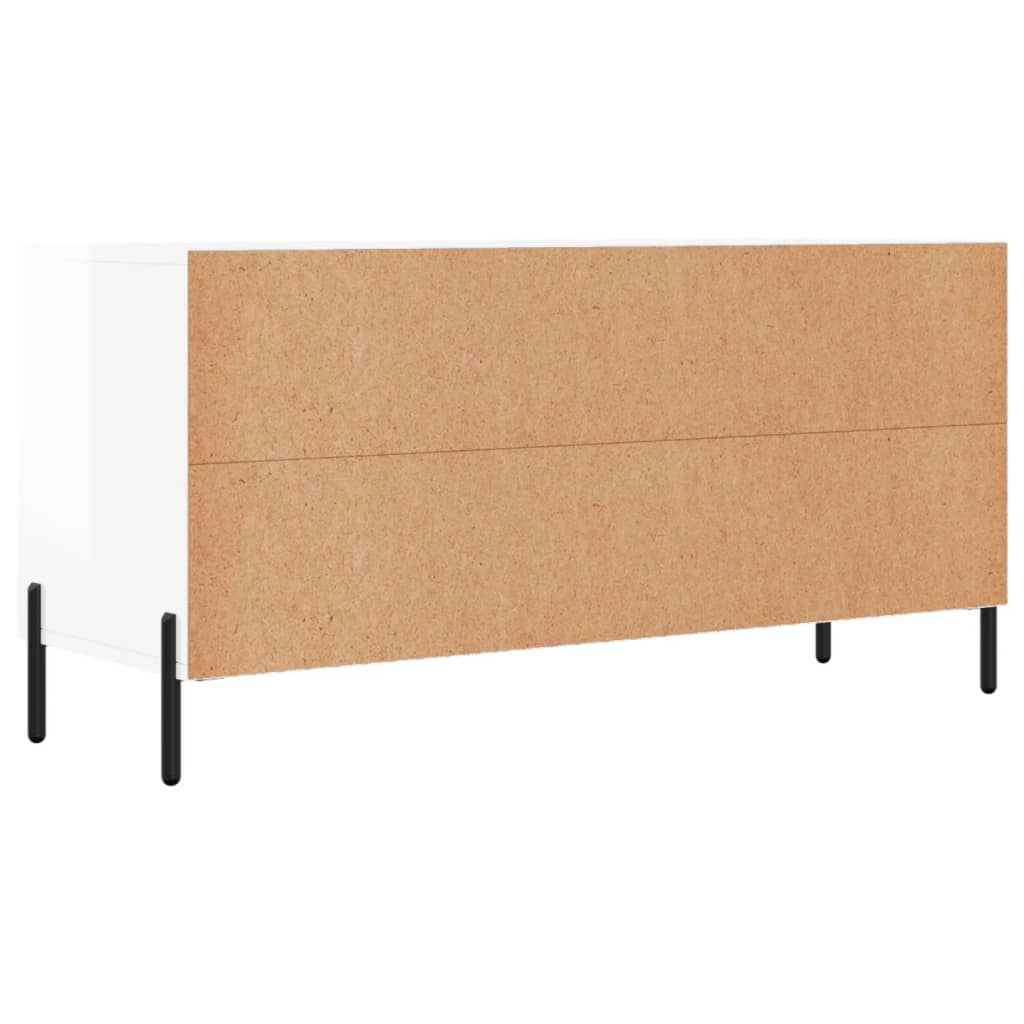 vidaXL Mueble de TV madera contrachapada blanco brillo 102x36x50 cm